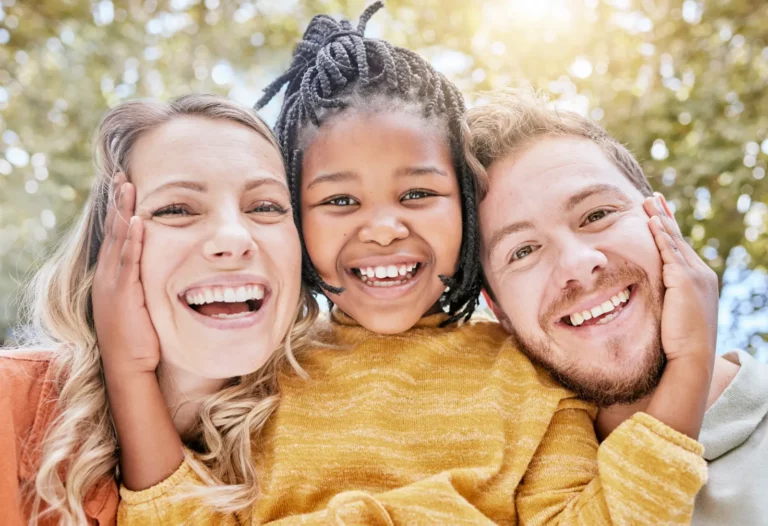 Exploring Adoption. adoption and bonding parents in garden